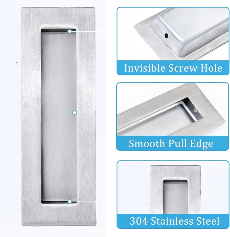 Dontay Pocket Door Pull Handle,304 Stainless Steel,Recessed Flush Finger Pulls&Edge Spring Pull,No Lock,More Than 1-1/8” Thickness Sliding Door (1Pack, Brushed Nickel, 4.72 inch (120 mm)) - Image 4